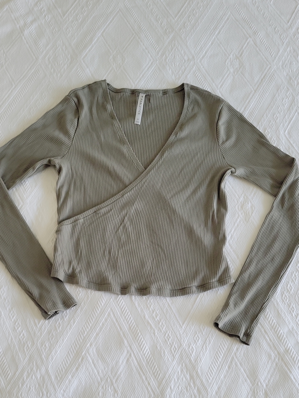 Fabletics Seagrass Ribbed Wrap Long Sleeve Top